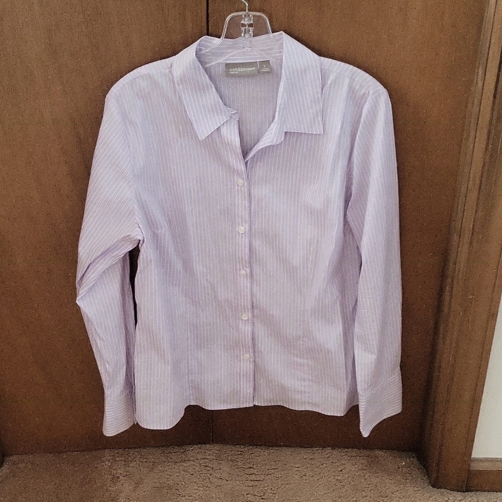 Croft & Barrow Lilac Striped Blouse - Size L